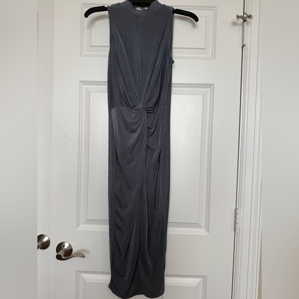Grey dress from Misguided with twisted front